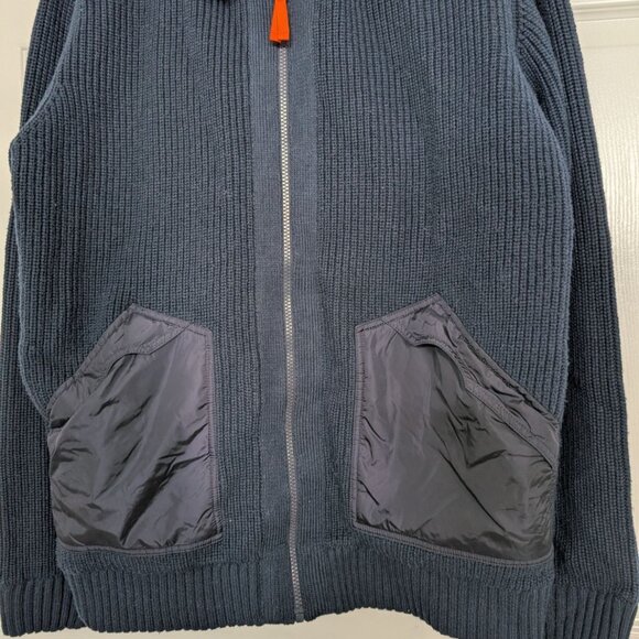 Orvis Ribbed Sweater Mens Size Large Blue Merino Wool Blend Collared Full Zip - Picture 3 of 11
